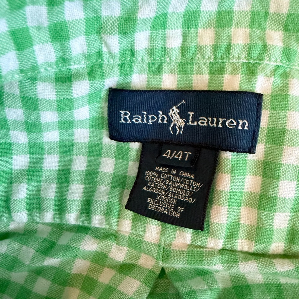 Polo by Ralph Lauren Green & White Gingham Button-Down Shirt - Kids - Picture 5 of 5